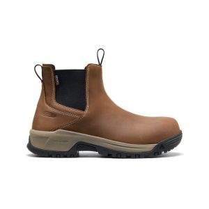 Men's Evanston Chelsea Waterproof Work Boot (Carbon Toe)  |  Bison/Black
